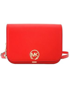 Michael Kors Delancey Medium Leather Messenger Bag - Red