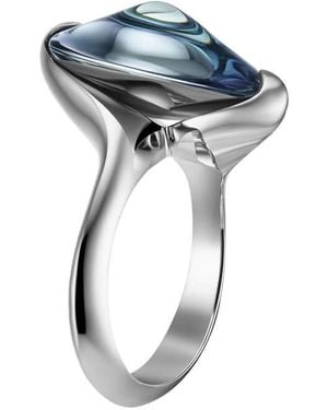 Baccarat 'Fleur De Psydlic' Light Crystal Ring Size 5.5 2610653 - Blue
