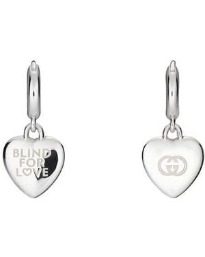 Gucci Blind For Love Heart Drop Earrings - Metallic