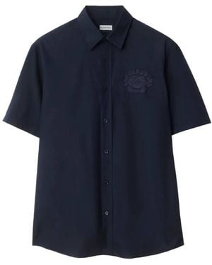 Burberry Ekd Short-Sleeved Cotton Shirt - Blue