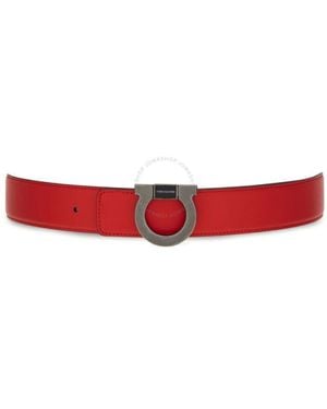 Ferragamo Reversible Gancini Calf Leather Belt - Red