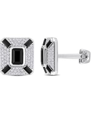 Amour 5-4/5Ct Tgw Octagon And Baguette-Cut Created Sapphire And Sapphire Cufflinks - Metallic