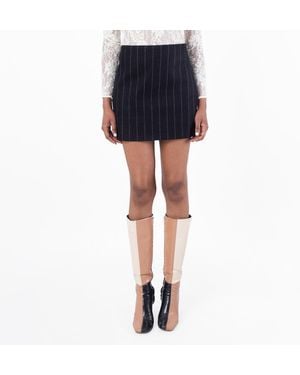 Anine Bing Tierra Mid-Rise Pinstripe Skirt - Blue