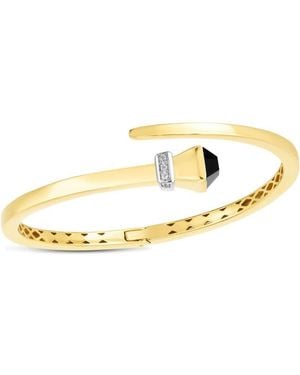 Tresorra 14K Onyx & Diamond Wrap Hardware Bangle Bracelet - Metallic