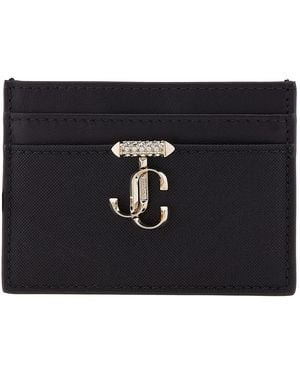 Jimmy Choo Jc Emblem Leather Card Holder - Black