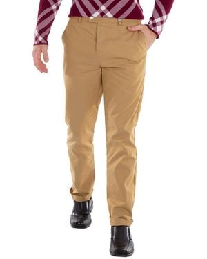 Burberry Straight-Leg Cotton Pants, Brand Size 46 (Waist - Natural