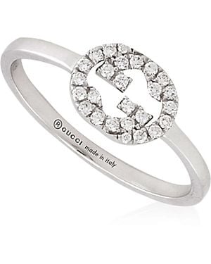 Gucci 18K Interlocking G Diamond Ring - Metallic