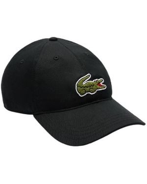 Lacoste Crocodile Embroidered Twill Cotton Cap - Black
