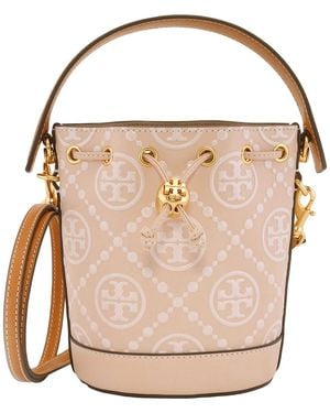 Tory Burch Mini T Monogram Embossed Bucket Bag - Pink
