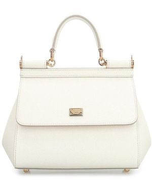 Dolce & Gabbana Dolce & Gabbana Sicily Media Leather Handbag - White