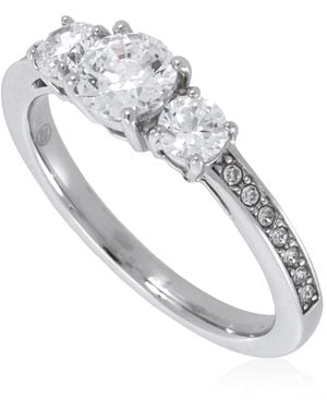 Swarovski Tone Round Cut Attract Trilogy Ring, Size 60 - Metallic