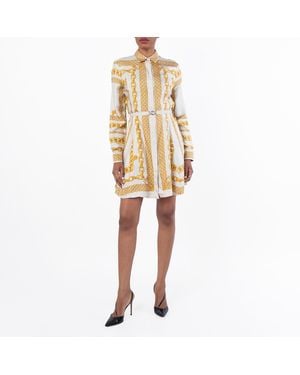 Versace Treasure Silk Mini Shirt Dress, Brand Size 42 Us - Yellow