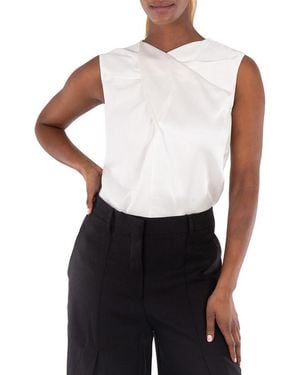 Burberry Draped Satin-Back Crepe Top, Brand Size 8 (Us - White