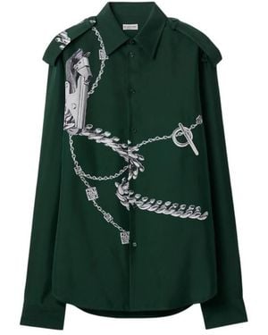 Burberry Knight Hardware Print Silk Shirt - Green