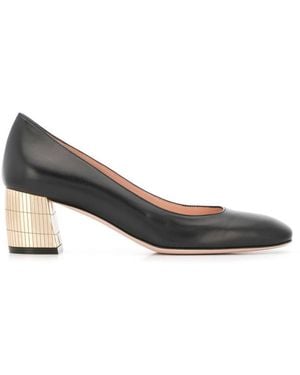Bally Ladies Emily Leather Block-Heel Court Shoes, Brand Size 35 (Us - Blue