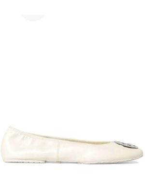 Tory Burch Reva Leather Travel Ballet Flats - Natural