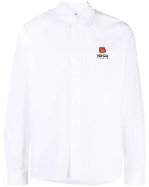 KENZO Embroidered Flower Long Sleeve Shirt, Brand Size 40 Neck) - White