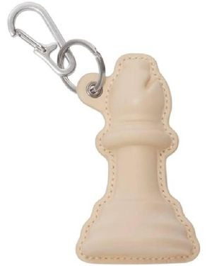 Burberry Engraved Logo Chess Leather Charm - White