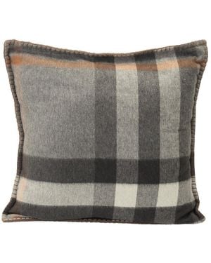 Burberry Cashmere Plaid Cushion - Gray