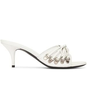 Balenciaga Cagole 70 Leather Mule Sandals, Brand Size 40 Us - Natural