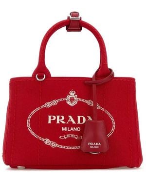 Prada Canvas Mini Jardiniere Re Handbag - Red