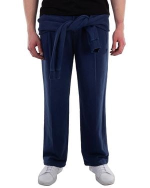 Burberry Muted Reconstructed Tailored Cotton Trousers, Brand Size 52 (Waist - Blue