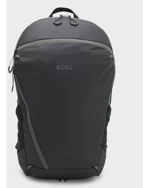 BOSS Faux-Leather Backpack With Reflective Details - Black