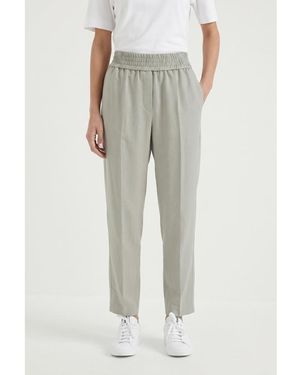 Brunello Cucinelli Light Relaxed Linen Trousers, Brand Size 36 (Us - Grey