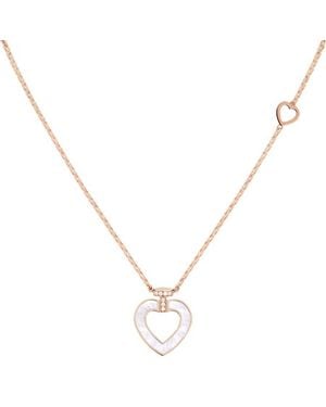 Fred Pretty 18K Rose Diamond Heart Necklace - Metallic
