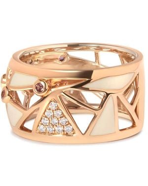 Haus of Brilliance 14K Rose 1/3 Cttw Diamond And Tourmaline Cigar Band Ring With Enamel (G-H, Si1-Si2) - Metallic
