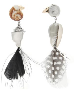 Tory Burch Natural Feather Bird Earring - White
