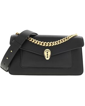 BVLGARI Serpenti East-West Maxi Chain Shoulder Bag - Black