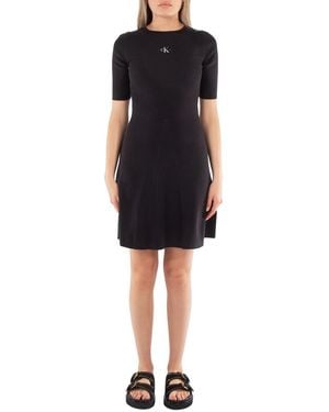 Calvin Klein Soft Ribbed Lyocell Dress - Black