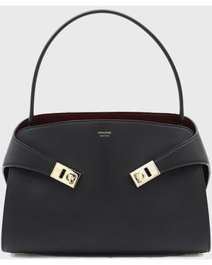 Ferragamo Calf Leather Top Handle Bag - Black