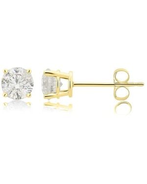 DiamondMuse 1 1/4 Carat Round Natural Diamond Stud Earrings - Metallic