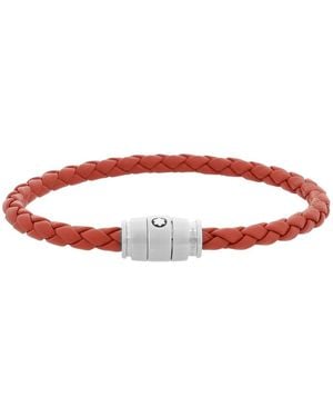 Montblanc Meisterstuck Steel & Cayenne Leather Bracelet - Red