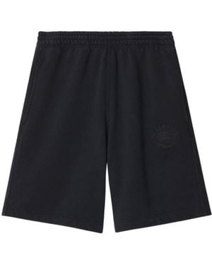 Burberry Ekd Embroidered Cotton Shorts - Black