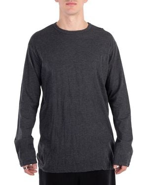 Yohji Yamamoto Vertical Wrinkled Long Sleeve T, Brand Size 3 - Blue