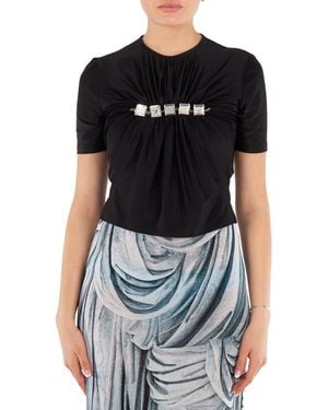 Rabanne Gem-Embellished Draped-Effect Haut Top, Brand Size 34 Us - Black