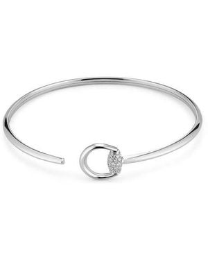 Gucci Horsebit 18K Diamond Bangle Bracelet - Metallic