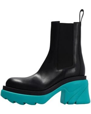 Bottega Veneta Contrast Sole Platform Ankle Boots - Black
