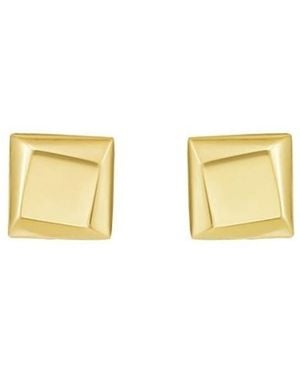 Tresorra 14K Flat Back Square Stud Earrings - Metallic