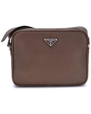Prada Logo Shoulder Bag - Brown
