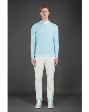 Moorer Light Zip Jumper - Blue