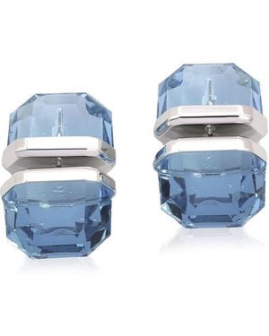 Swarovski Rhodium Plated Lucent Stud Earrings - Blue