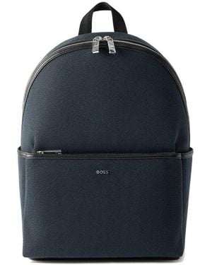 BOSS Dakkar Logo Lettering Canvas Backpack - Blue