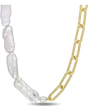 Amour 5-7 Mm Cultured Freshwater Keshi Pearl And 7 Mm Link Chain Necklace - Metallic