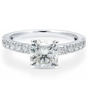 Brilliant Diamond 2 1/2 Carat Cushion Lab Grown Diamond Engagement Ring - White