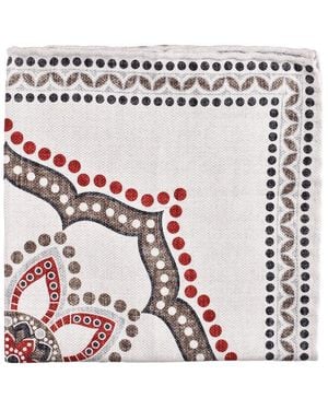 Brunello Cucinelli Panama Ginger Silk Pocket Square, One Size - White
