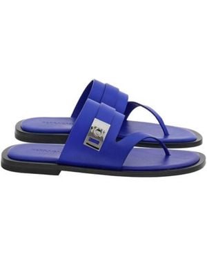Ferragamo Dickens Leather Thong Sandals - Blue
